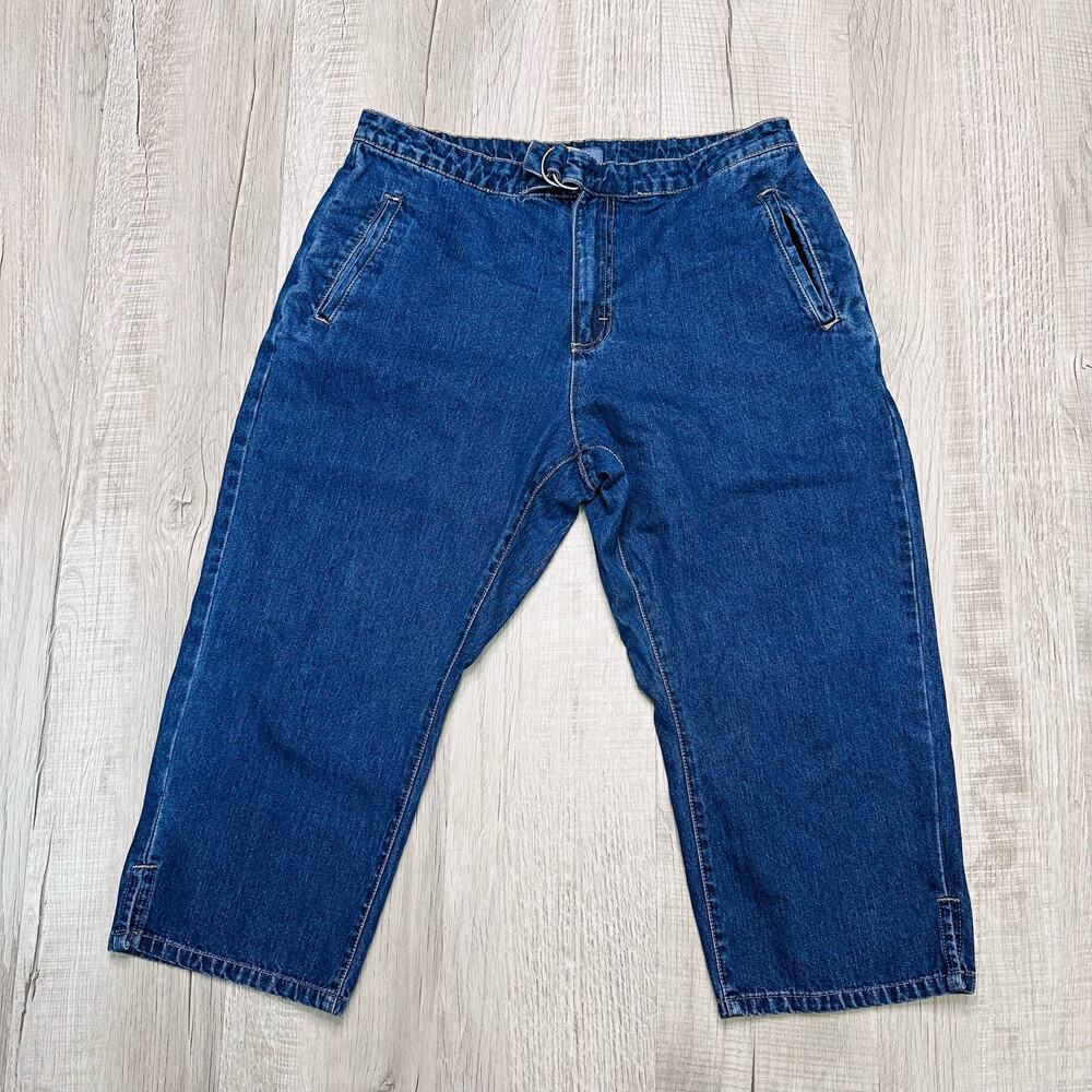 VTG 90's Wrangler Medium Wash Capri WMNS 14 Blue Ring Buckle Slit 100% Cotton